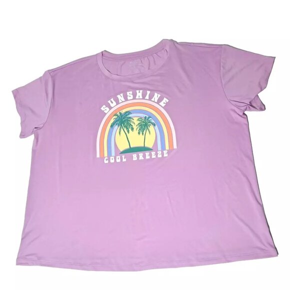 JOYSPUN LADIES Dark Pink Screen Print Short Sleeve Knit PJ Top Sz 2X - Picture 2 of 6